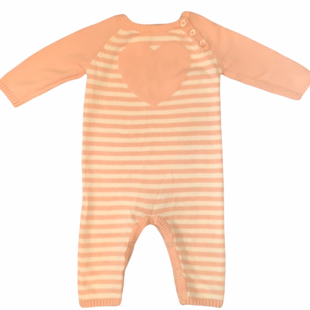 Light Pink and Ivory with Hearts Baby Girl Cozy Sweater Layette Size 3-6 Months